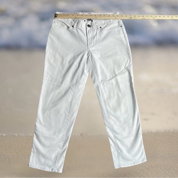 Eddie Bauer White Boyfriend Crop Denim Jeans Size 0 Mid Rise Button Zip Closure - Picture 6 of 8
